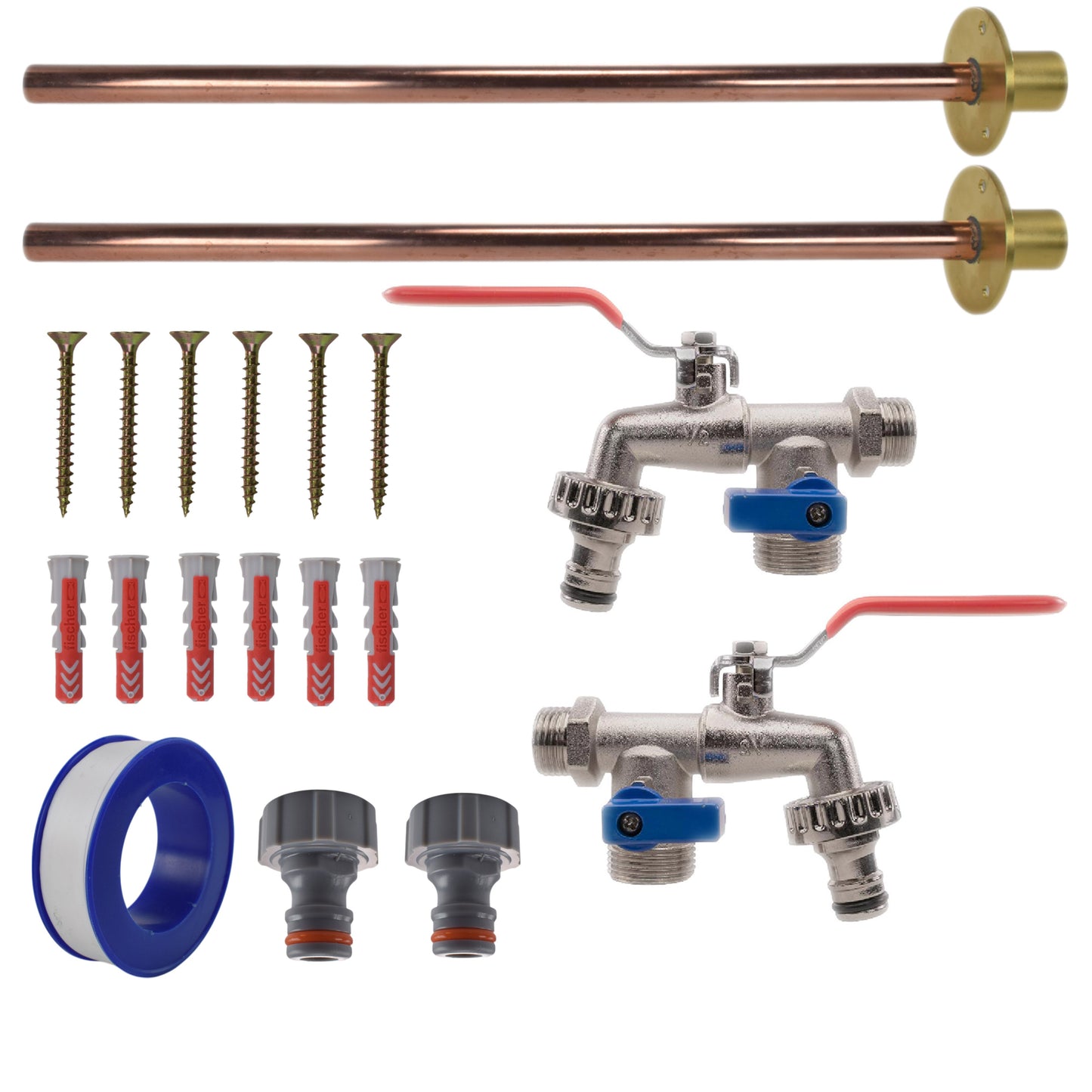 Double Lever Tap BASIC Connection Kit x2 Outdoor Watering Kit Hose Connector Set