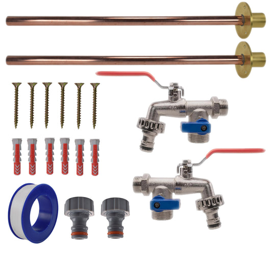 Double Lever Tap BASIC Connection Kit x2 Outdoor Watering Kit Hose Connector Set