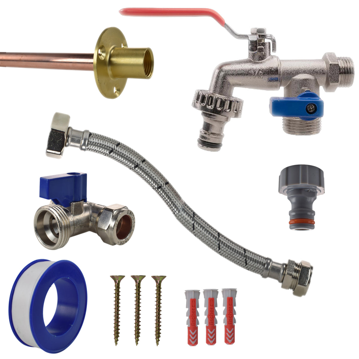 Double Lever Tap STANDARD Connection Kit Outdoor Watering Kit Hose Connector Set