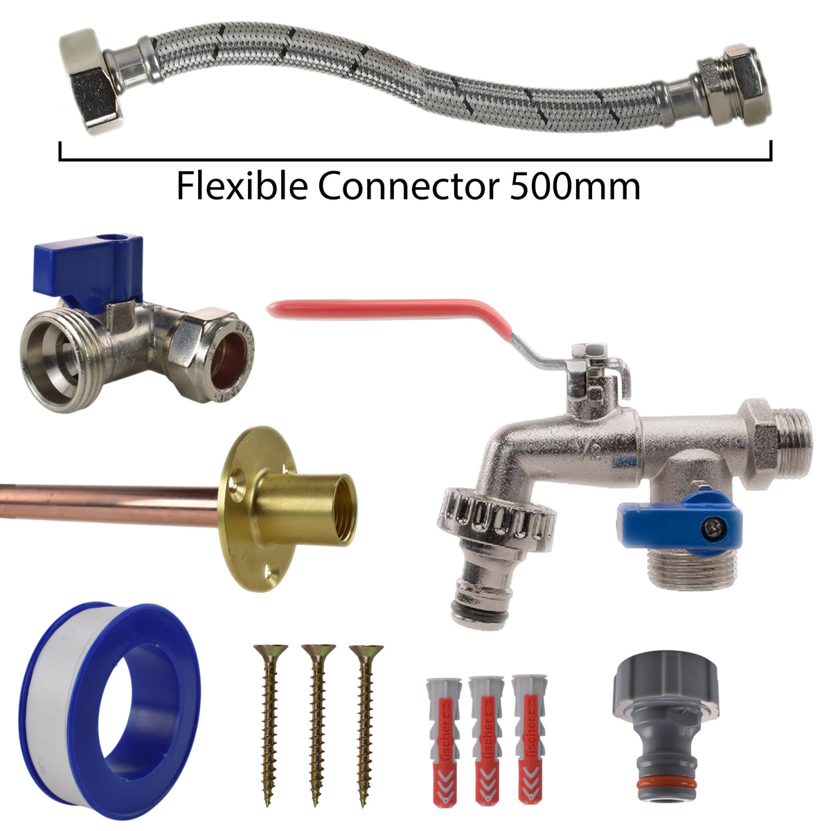 Double Lever Tap STANDARD Connection Kit Outdoor Watering Kit Hose Connector Set