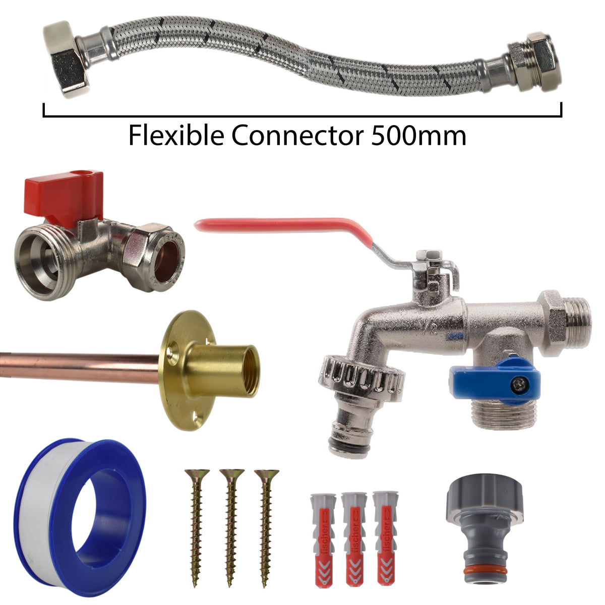 Double Lever Tap STANDARD Connection Kit Outdoor Watering Kit Hose Connector Set
