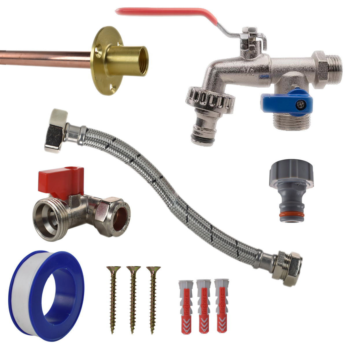 Double Lever Tap STANDARD Connection Kit Outdoor Watering Kit Hose Connector Set