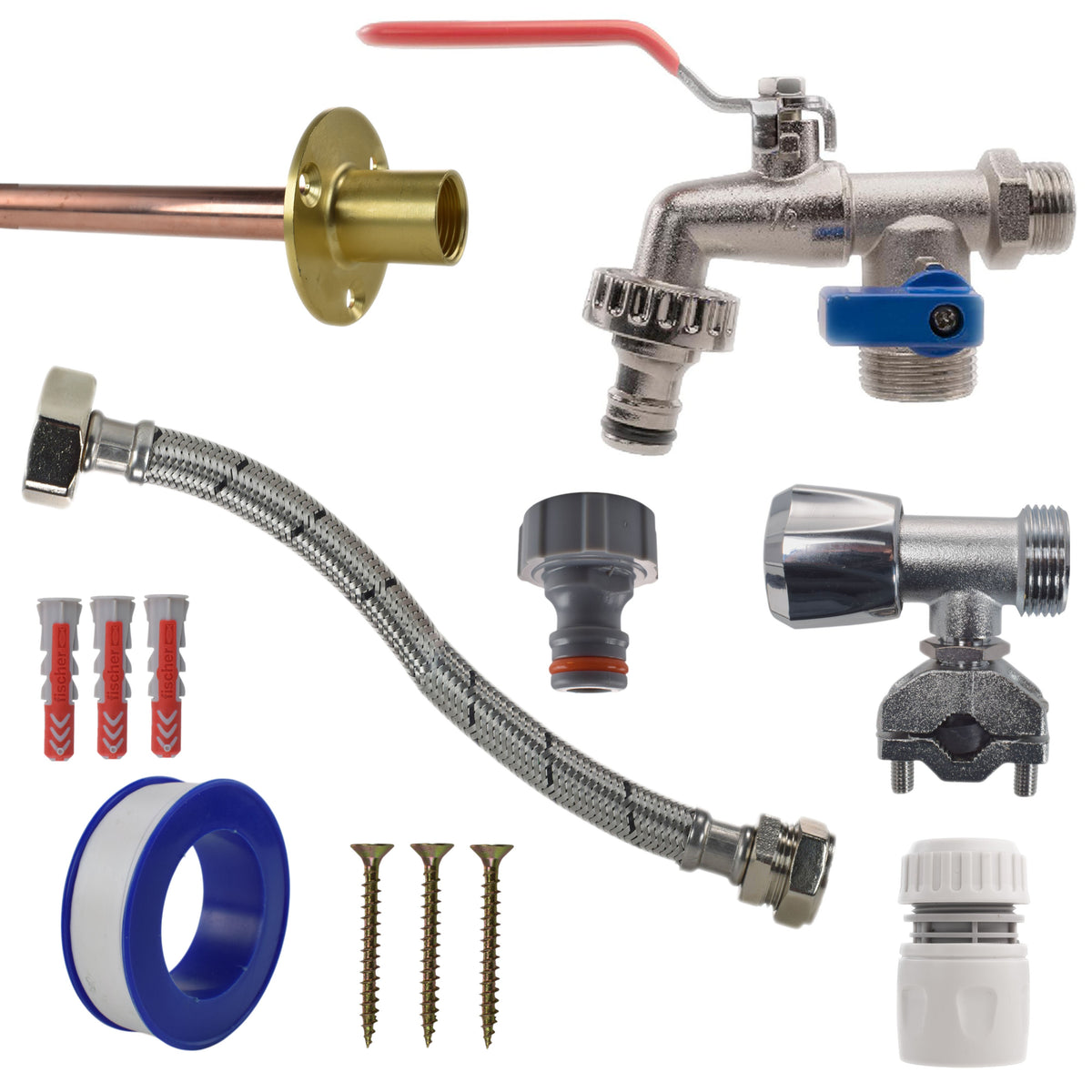 Double Lever Tap FULL Connection Kit Brass Water Fitting Drip Irrigation Fitting