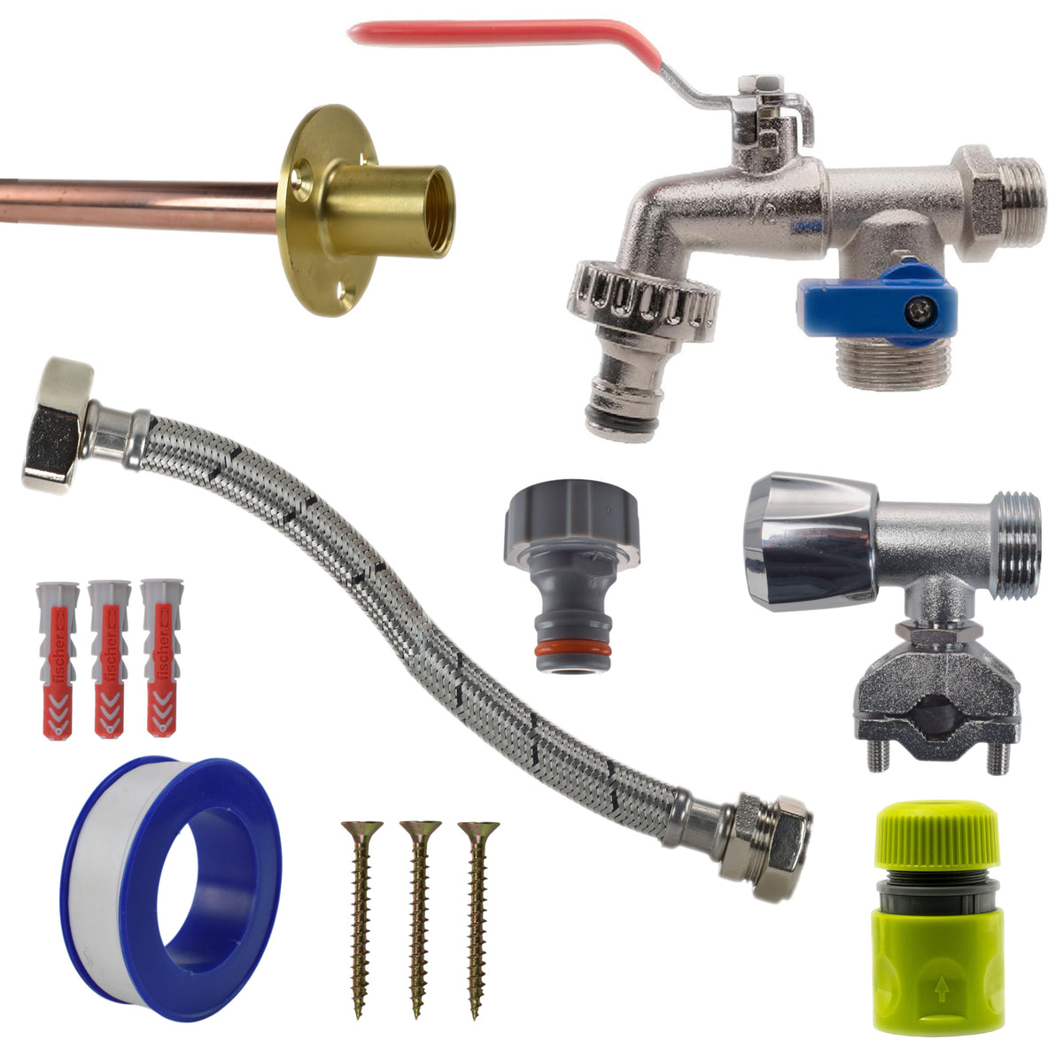 Double Lever Tap FULL Connection Kit Brass Water Fitting Drip Irrigation Fitting