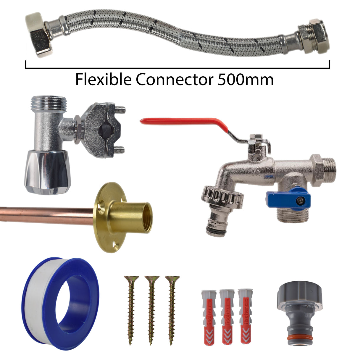 Double Lever Tap FULL Connection Kit Brass Water Fitting Drip Irrigation Fitting