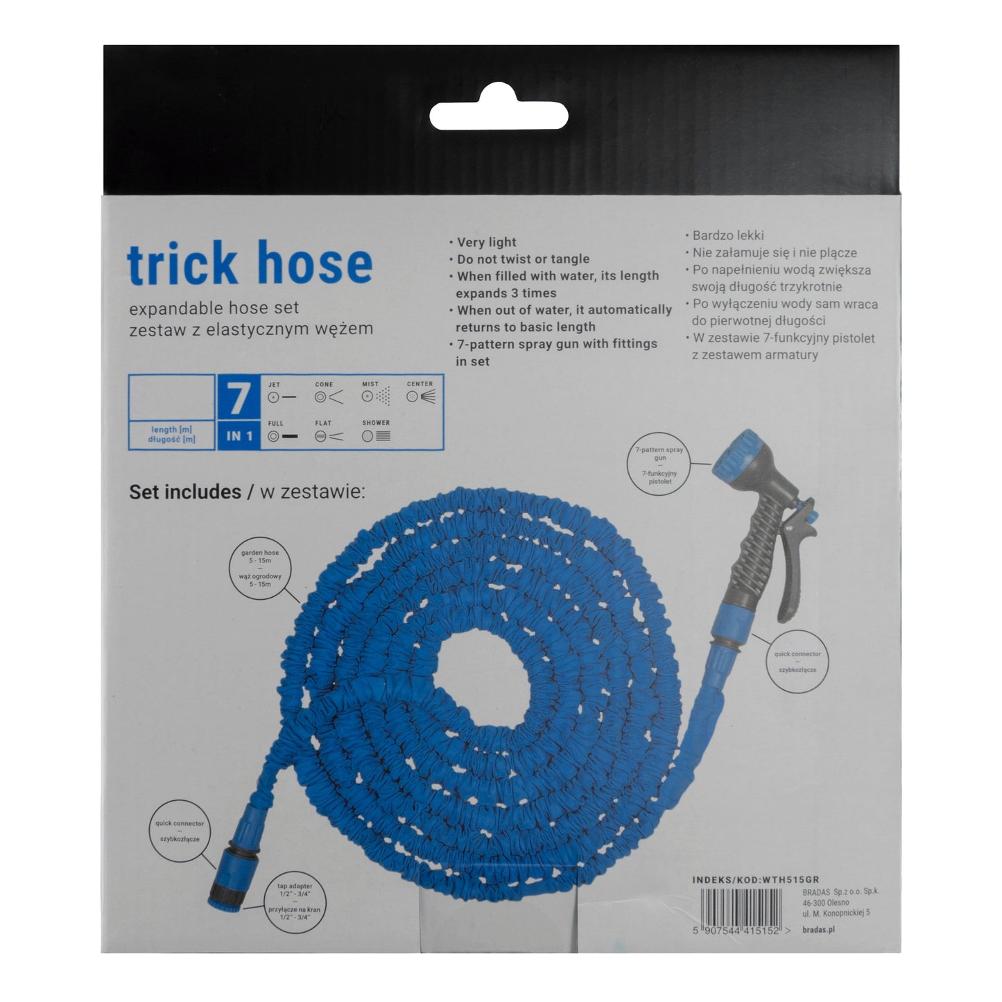 Expanding Trick Hose 15m - 45m Blue Outdoor Watering Kit Outdoor Hose Accessory
