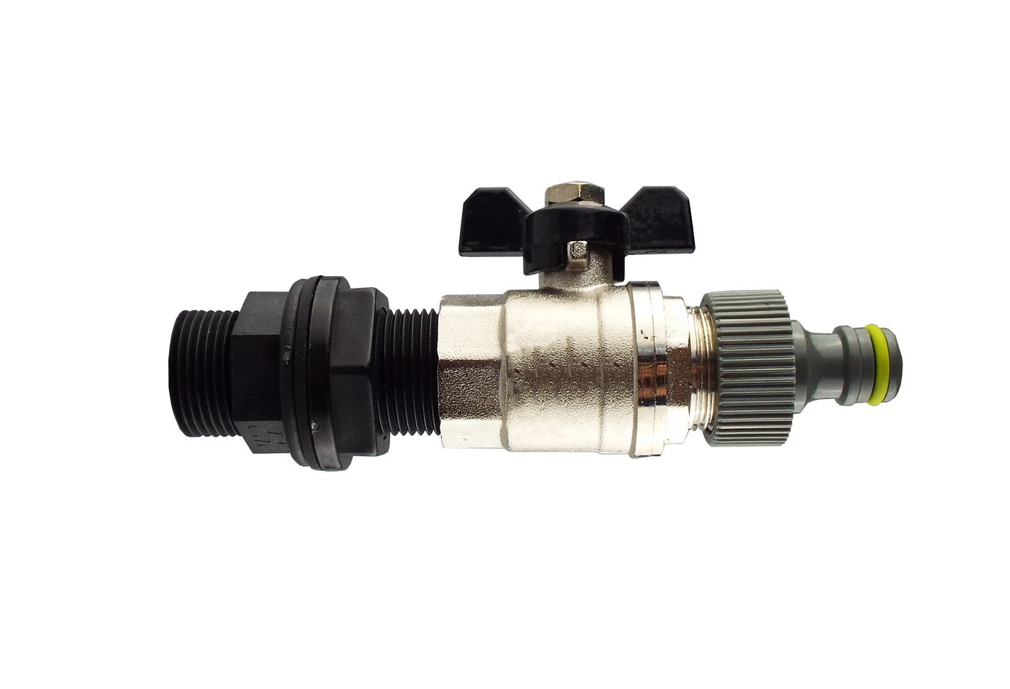 Water Butt Kit 1 BSP with Metal Bib Valve and Quick Connect Outlet Tap Adapter