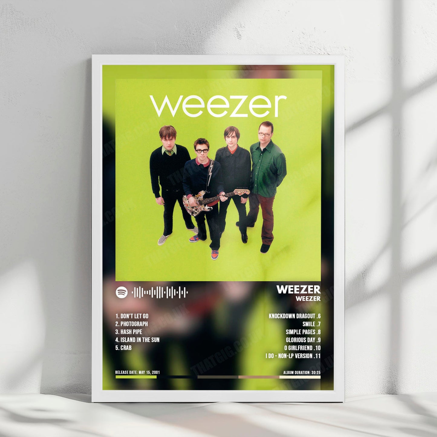 Weezer "Weezer (Green Album)" Album Cover Poster - with Complete Tracklist