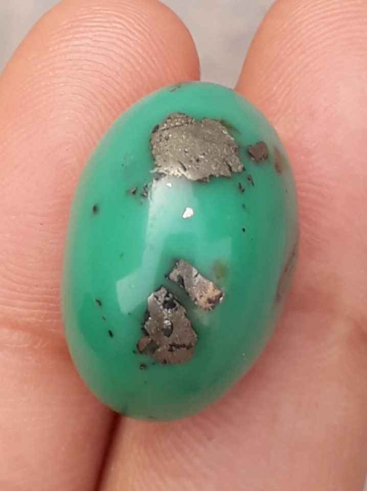 22ct Natural Turquoise, Green Matrix Turquoise, Real Feroza Stone - 21.5 x 15mm