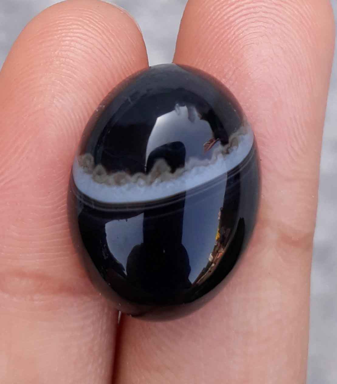 17.6ct-Black Onyx - Beautiful Onyx Gemstone - Onyx Agate -  21x16mm