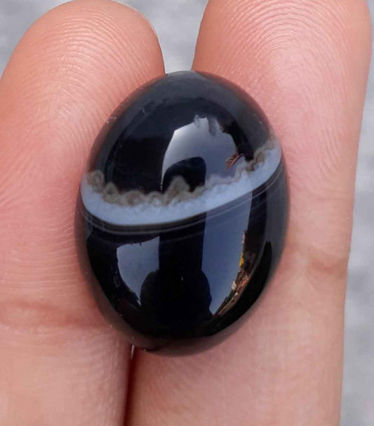 17.6ct-Black Onyx - Beautiful Onyx Gemstone - Onyx Agate -  21x16mm