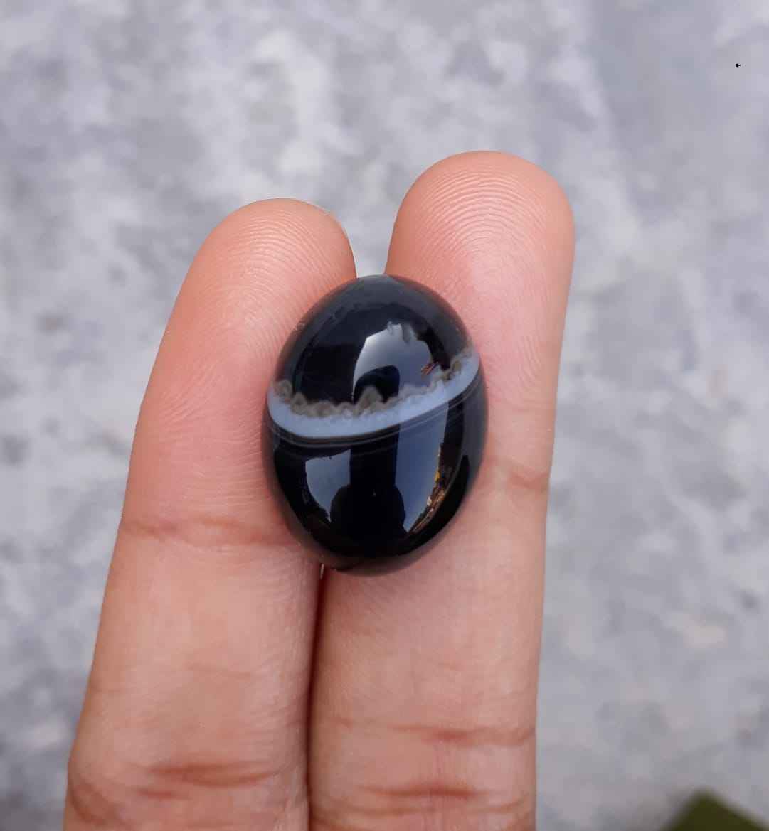 17.6ct-Black Onyx - Beautiful Onyx Gemstone - Onyx Agate -  21x16mm
