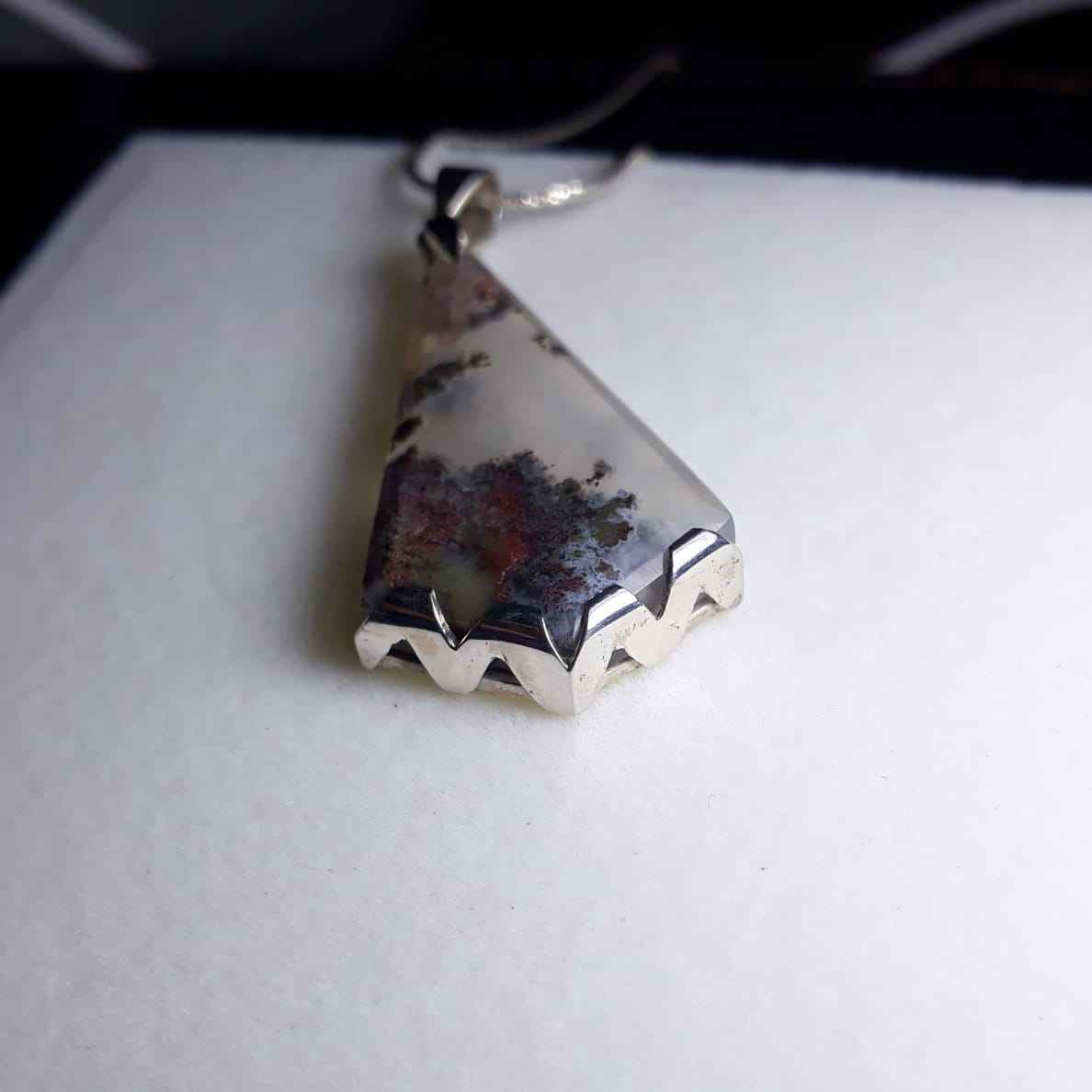 Indonesian Shajri Aqeeq (Moss Agate) pendant with Italian Silver Chain
