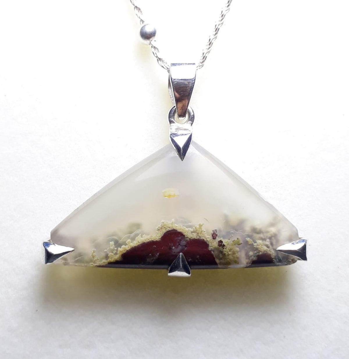 Indonesian Moss Agate pendant with Italian Silver Chain