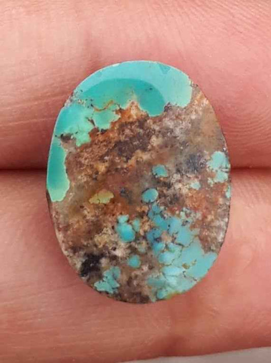 7.6ct Natural Turquoise, Green Matrix Turquoise, Oval Shape, Real Firoza Stone,Dimensions -18x14 mm