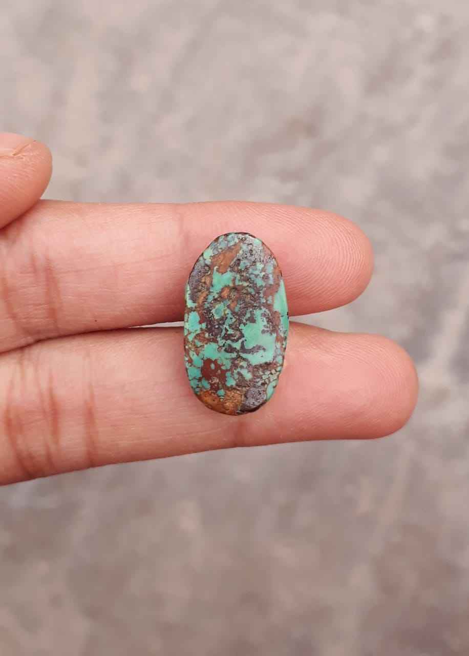 9.2ct Natural Turquoise, Green Matrix Turquoise - 21x12mm