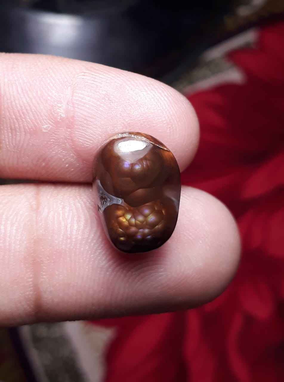8.6ct Bubbly Fire Agate, Natural fire agate, Rare Fire Agate, Fire Agate cabochon - Dimensions  15x10mm