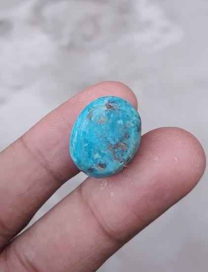 Natural Certified Turquoise - Blue Matrix Turquoise - Shajri Feroza-26ct-19x15mm