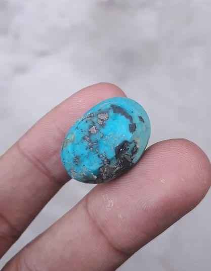 36ct Natural Certified Turquoise  - Blue Matrix Turquoise - Shajri Feroza-36ct-22x16 mm