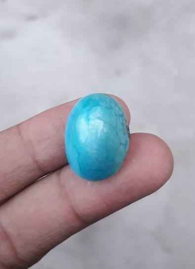 36ct Natural Certified Turquoise  - Blue Matrix Turquoise - Shajri Feroza-36ct-22x16 mm