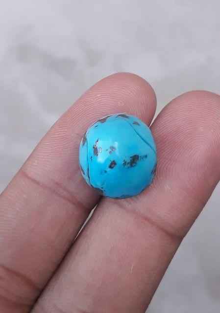 20.5ct Natural Certified Turquoise  - Blue Matrix Turquoise - Shajri Feroza - 17x15mm