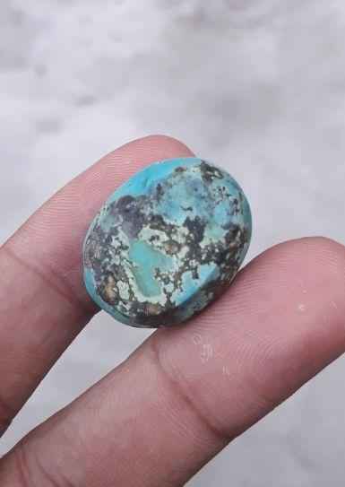 Natural Certified Turquoise - Blue Matrix Turquoise - Shajri Feroza- -51ct-24x19mm