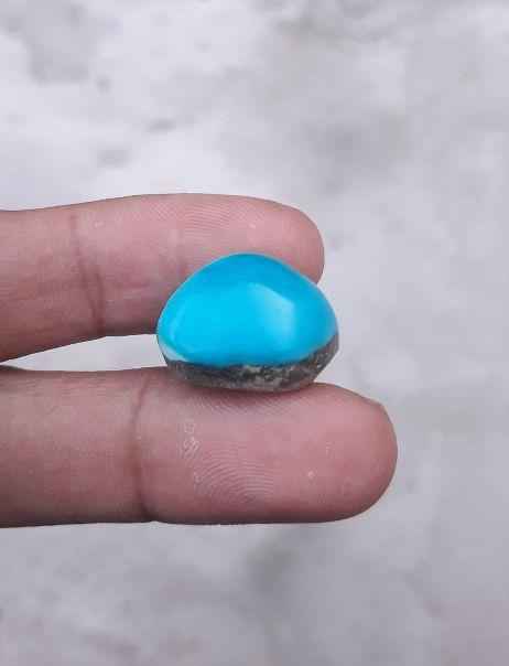Natural Certified Turquoise - Blue Matrix Turquoise - Shajri Feroza-32ct-20x18mm