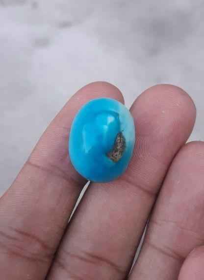 Natural Certified Turquoise - Blue Matrix Turquoise - Shajri Feroza-32ct-20x18mm