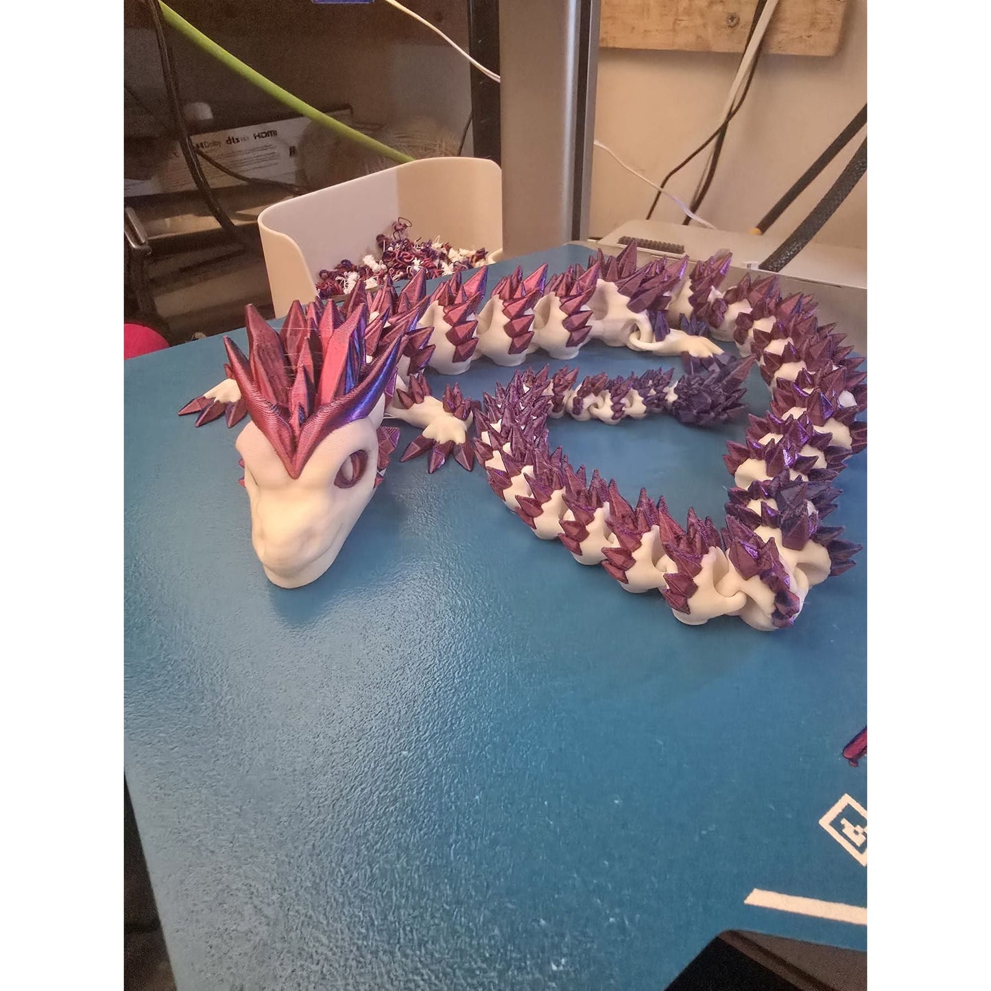 60cm Articulated Dragon – White & Tri-Color Crystal Edition