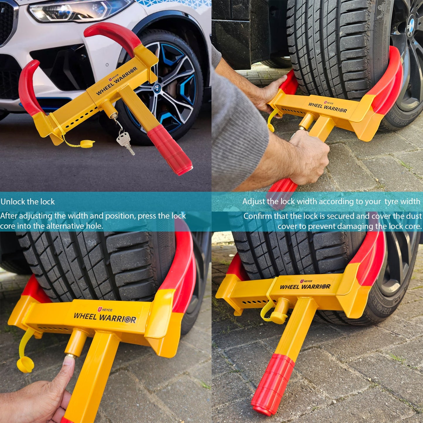 Wheel Warrior Heavy Duty Clamp 9-hole adjustable Universal anti-theft for cars, caravans, trailers