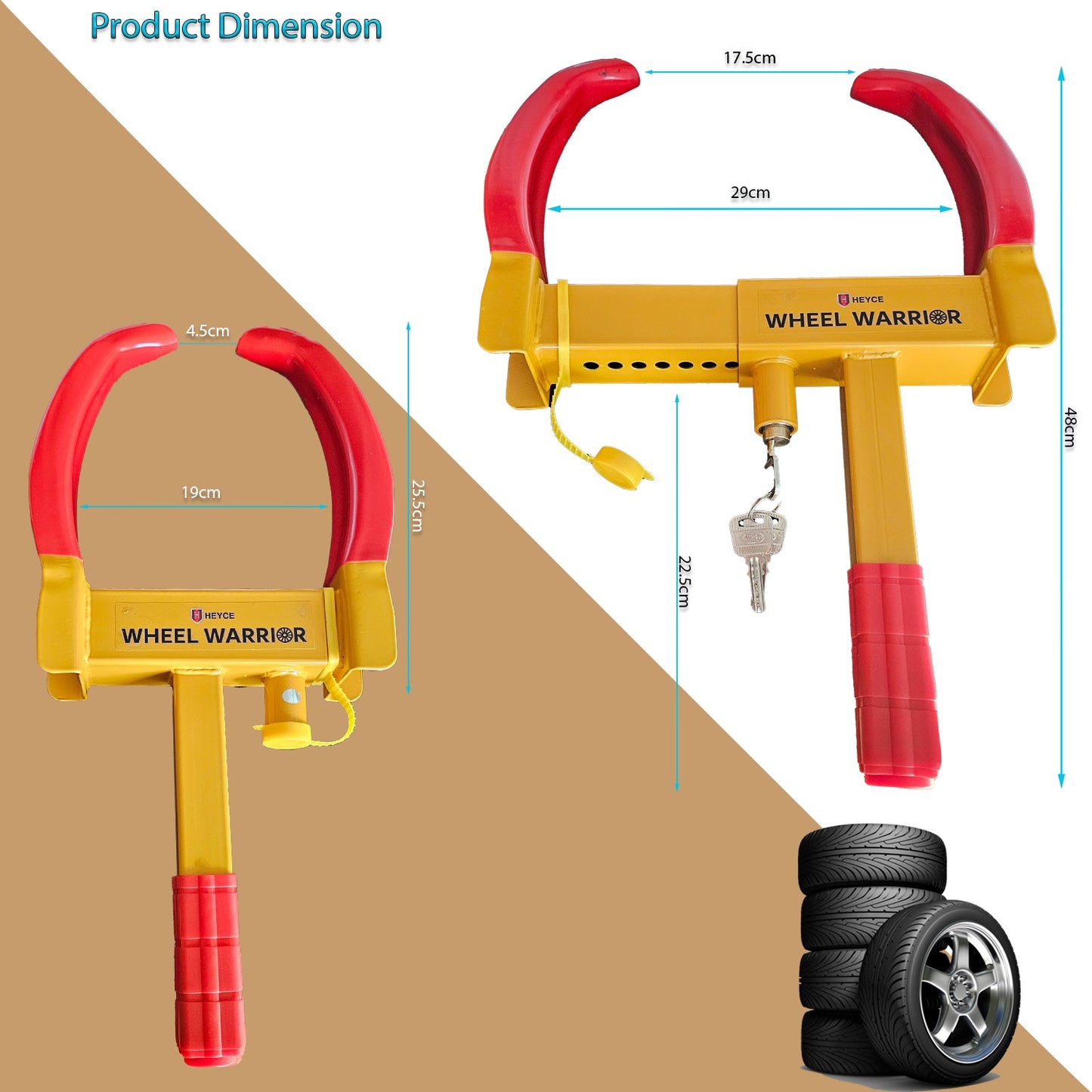 Wheel Warrior Heavy Duty Clamp 9-hole adjustable Universal anti-theft for cars, caravans, trailers