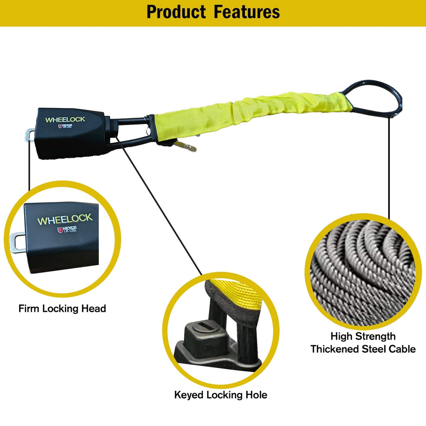 WheeLock Car Security Anti-Theft Steering Wheel Seat Belt Lock with 3 Keys for Cars, SUVs, Vans