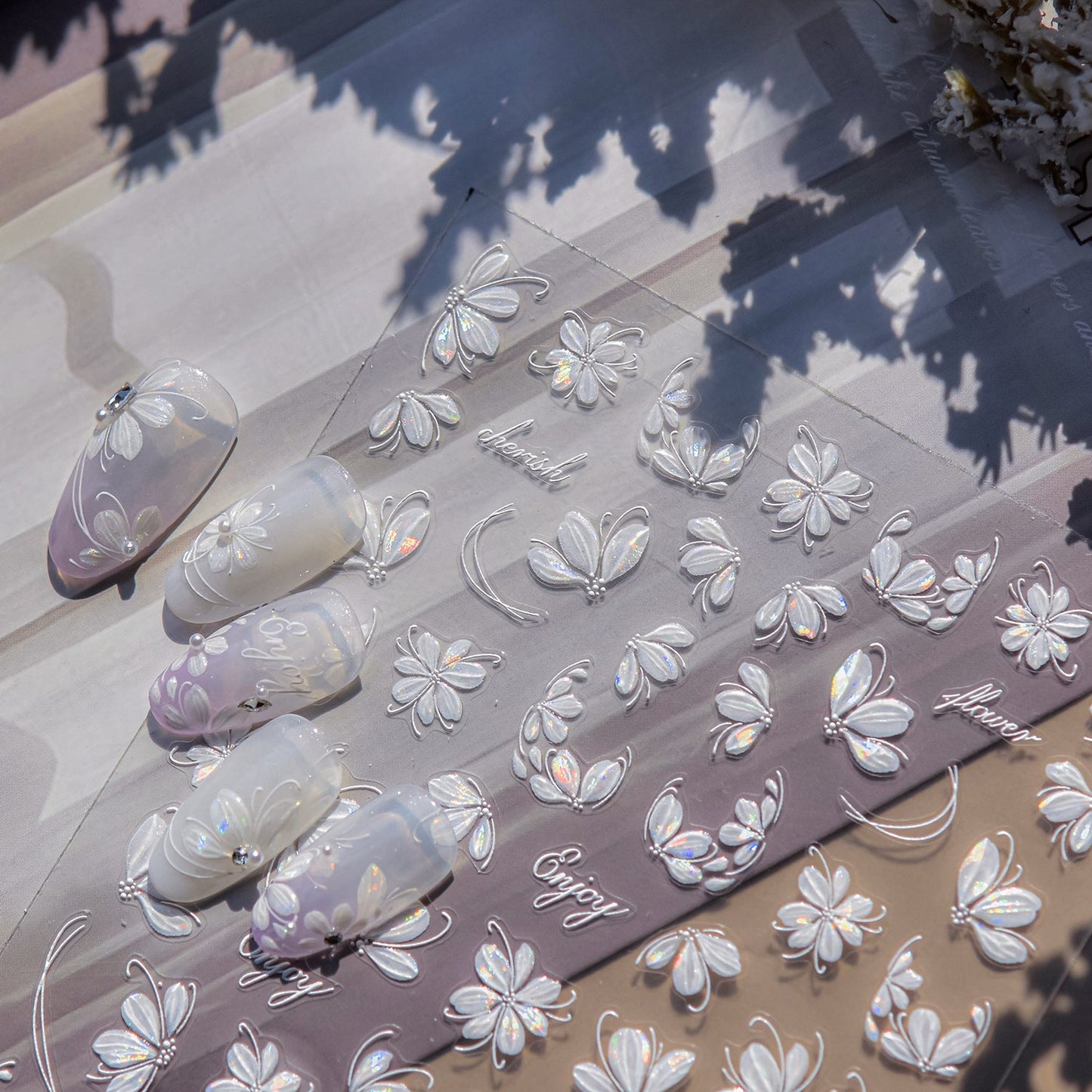 Hello Claws | White Cherry Flower Nail Deco Sticker