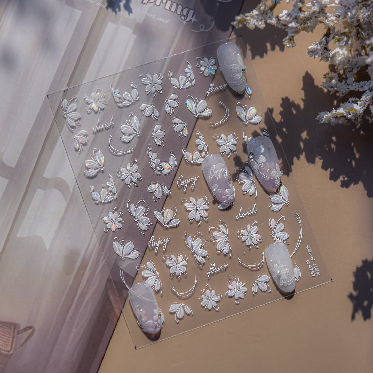 Hello Claws | White Cherry Flower Nail Deco Sticker