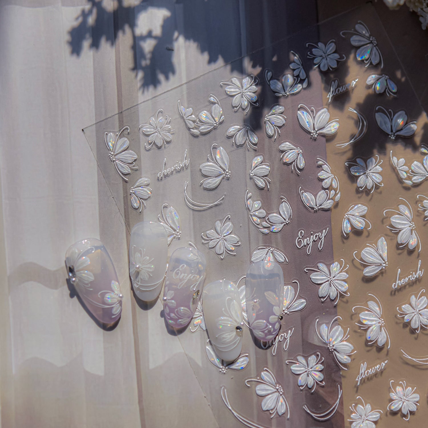 Hello Claws | White Cherry Flower Nail Deco Sticker