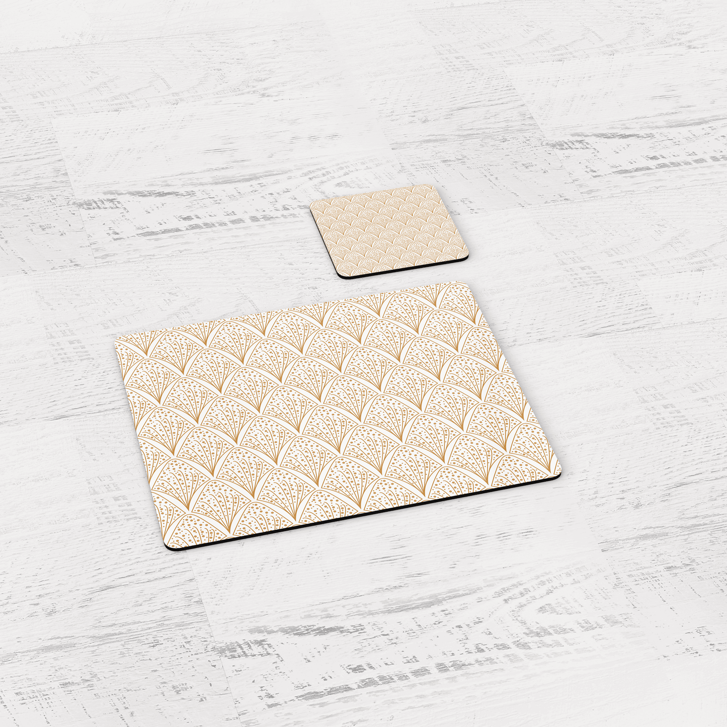 White & Gold Retro Geometric Placemats, Set of 4 or Set of 6