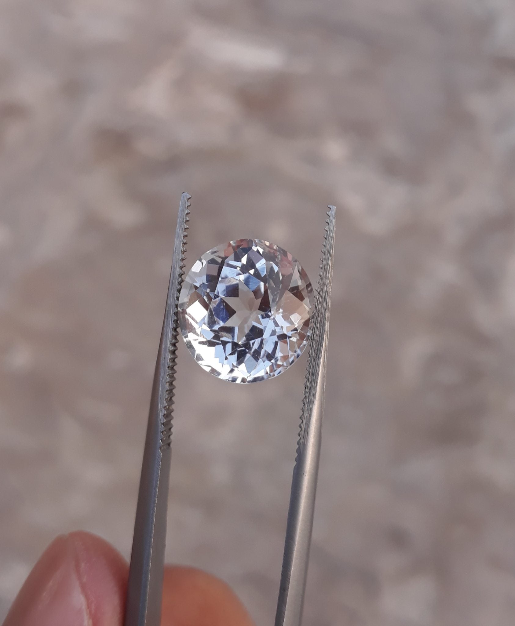 8ct Topaz - Whie Topaz Faceted Gemstone - Novemeber Birthstone - White Pukhraj - 11.2x11.8mm