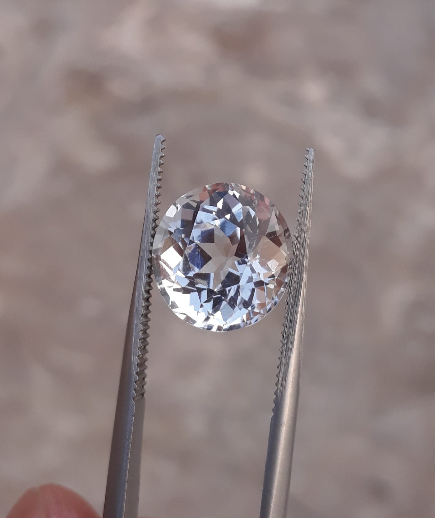 8ct Topaz - Whie Topaz Faceted Gemstone - Novemeber Birthstone - White Pukhraj - 11.2x11.8mm