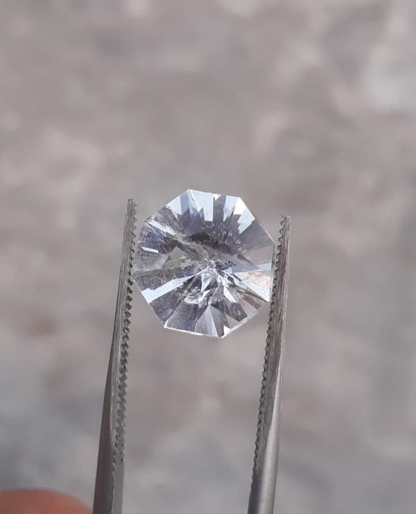 5.9ct Topaz - Whie Topaz Faceted Gemstone - Novemeber Birthstone - White Pukhraj - 11 x11mm