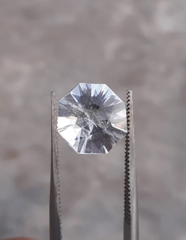 5.9ct Topaz - Whie Topaz Faceted Gemstone - Novemeber Birthstone - White Pukhraj - 11 x11mm