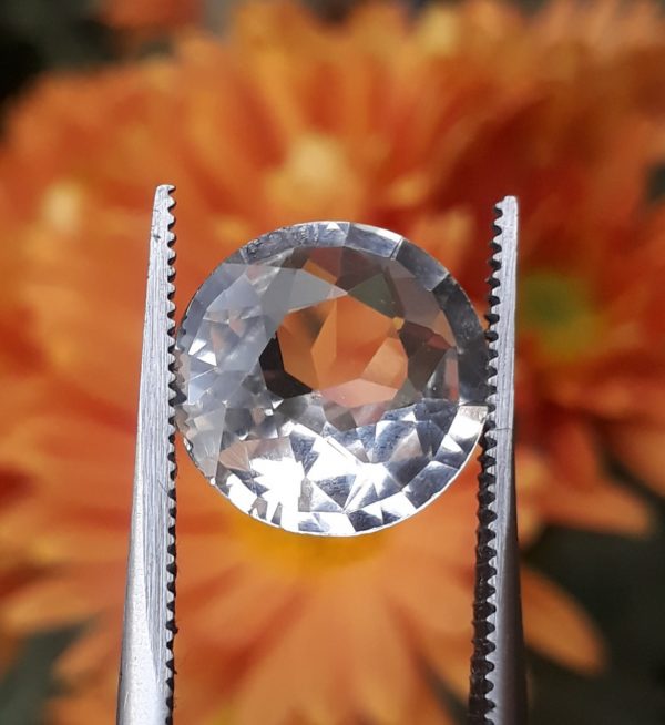 5ct Topaz - Whie Topaz Faceted Gemstone - Novemeber Birthstone - White Pukhraj - 11.4x11.4mm