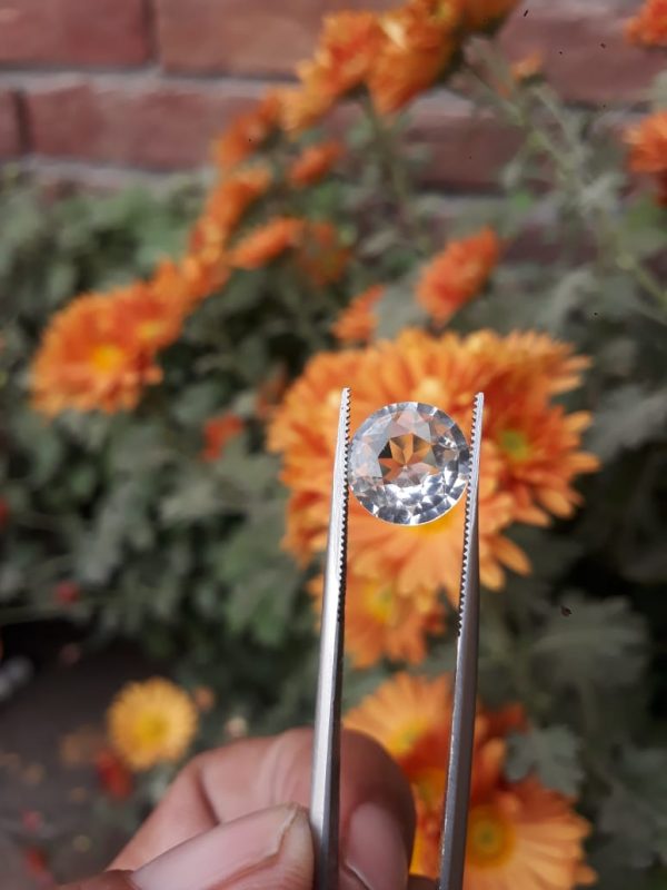 5ct Topaz - Whie Topaz Faceted Gemstone - Novemeber Birthstone - White Pukhraj - 11.4x11.4mm