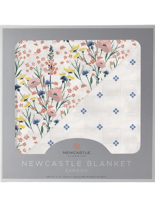 Wildflowers and Periwinkle Diamond Polka Dot Bamboo Newcastle Blanket