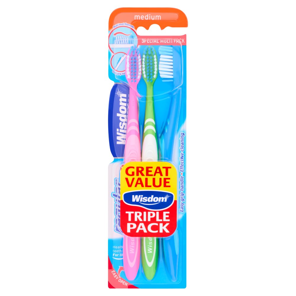 Wisdom Medium 3 Pack Toothbrushes