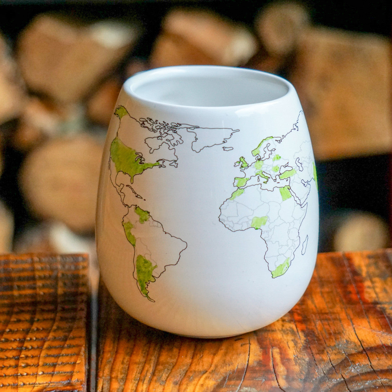 World Map Colour In Mug With Ceramic Pen
