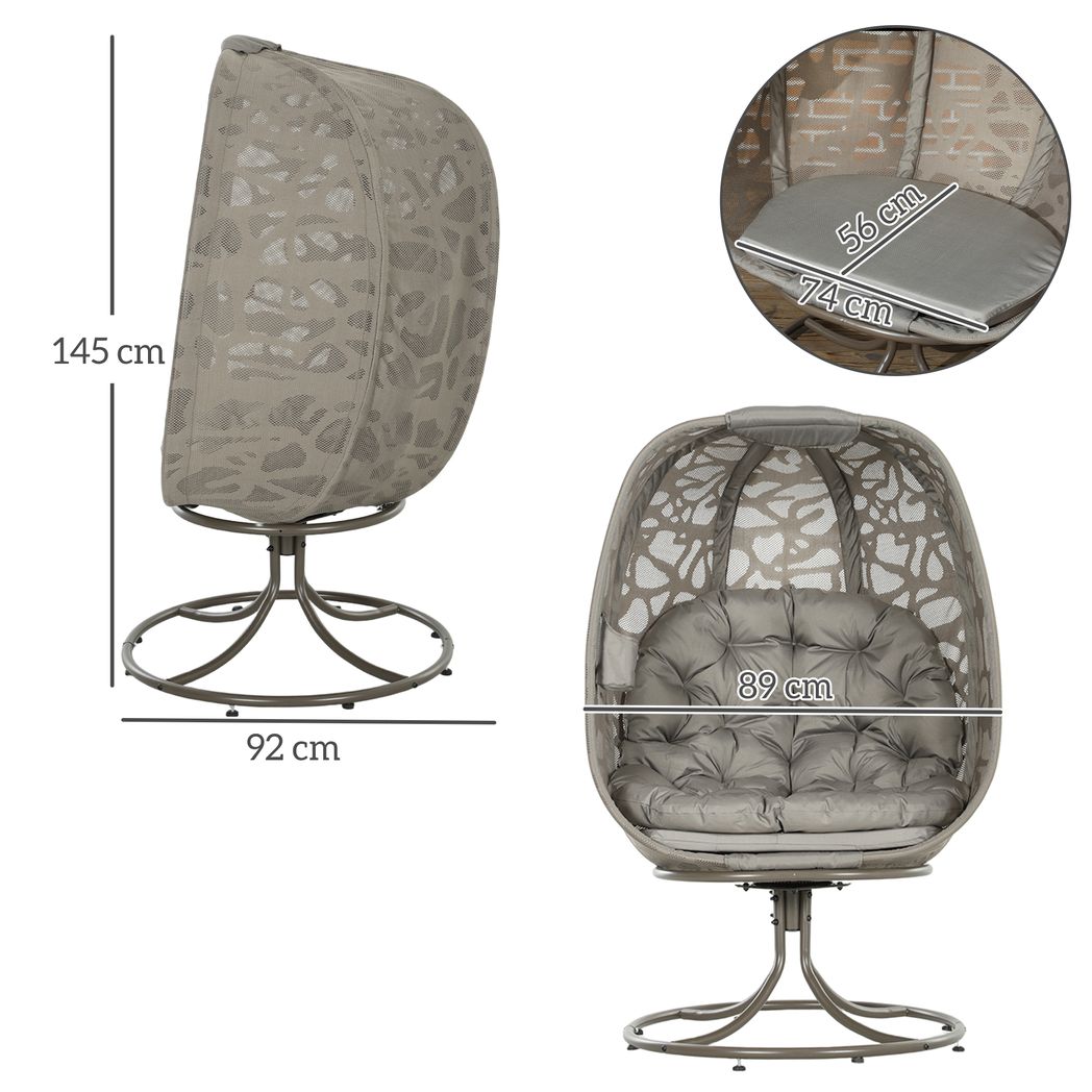 Outsunny Foldable Egg Chair with Cushions, Indoor Outdoor Swivel Lounger