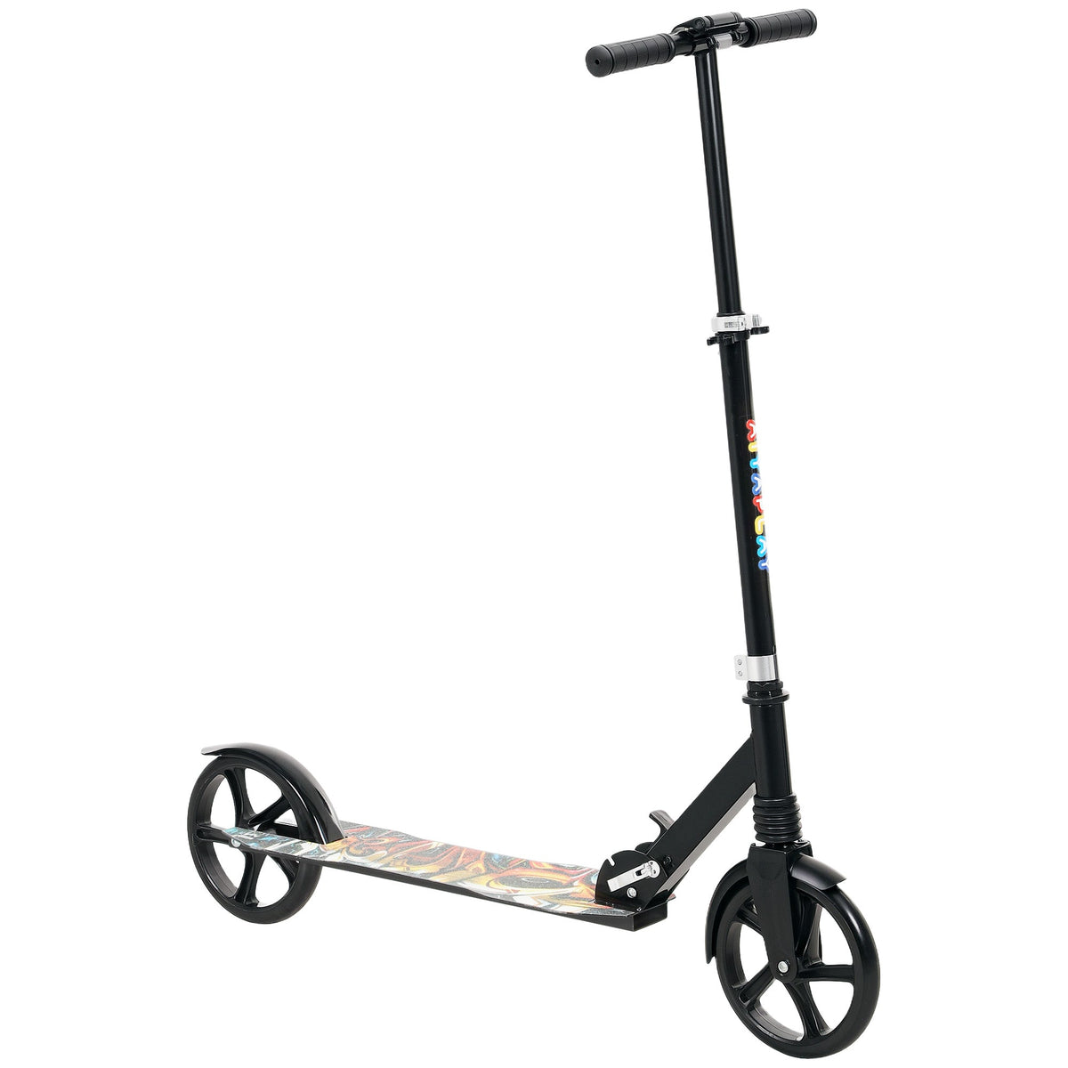 AIYAPLAY Kids Scooter, Foldable Kick Scooter w/ Adjustable Handlebar, Black