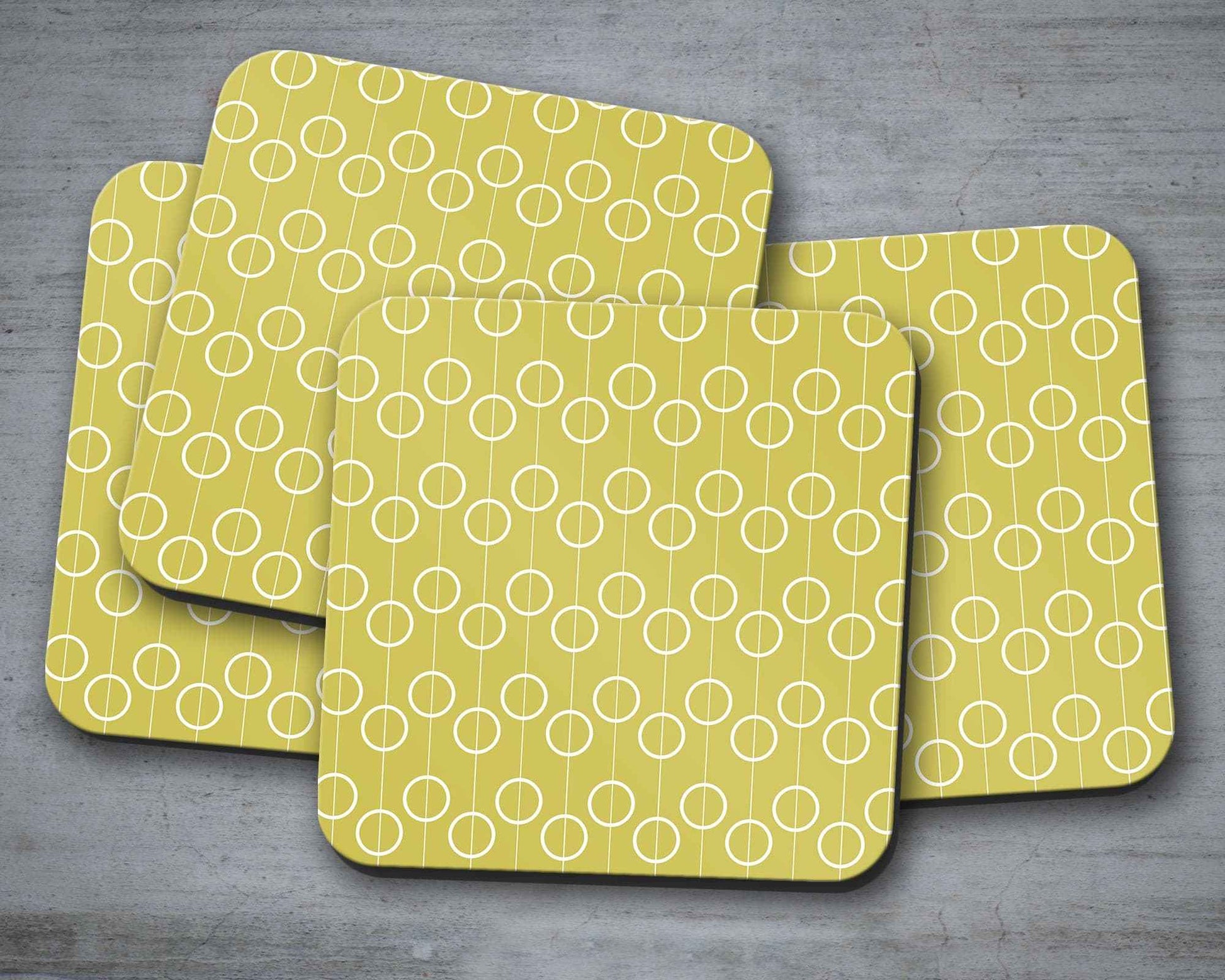Yellow Retro Geometric Circles Placemats, Set of 4 or Set of 6