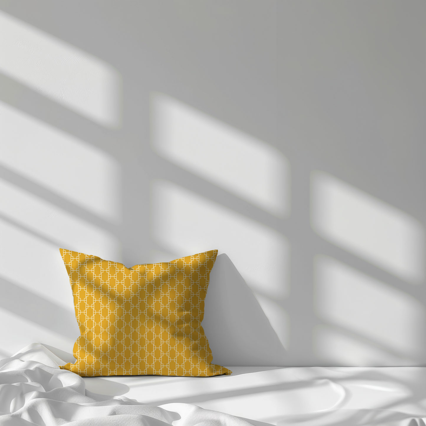 Retro Yellow Geometric Cushion Cover – Mid-Century Modern Throw Pillow