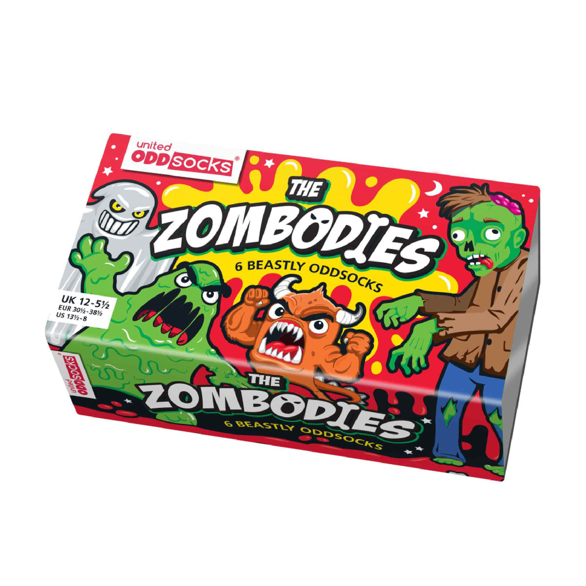 6 Pack Boys Zombie Novelty Odd Socks in Gift Box